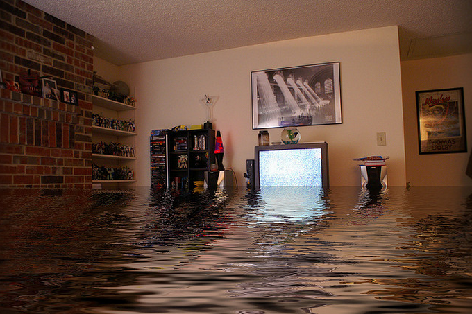 flooded living room