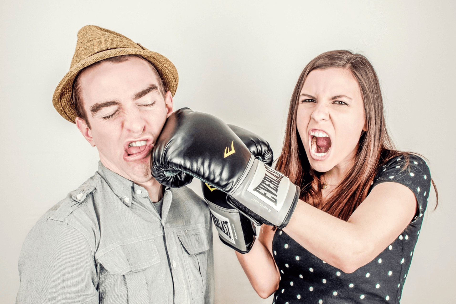 woman boxing man