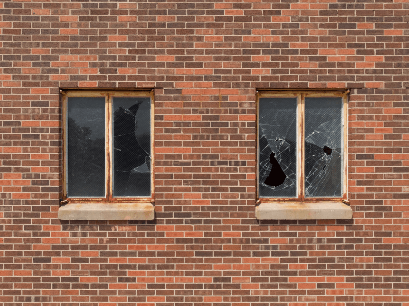 Broken apartment windows